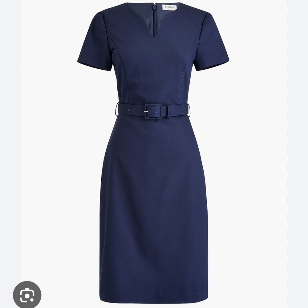 J. Crew Factory Navy Belted Dress